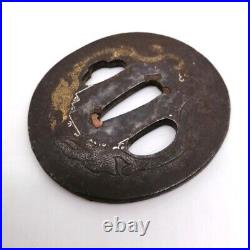 Japanese TSUBA Antique SAMURAI Sword Parts Guard Real NINJA KATANA TBA129