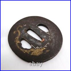 Japanese TSUBA Antique SAMURAI Sword Parts Guard Real NINJA KATANA TBA129