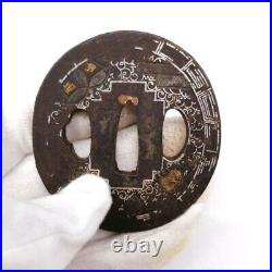 Japanese TSUBA Antique SAMURAI Sword Parts Guard Real NINJA KATANA TBA129