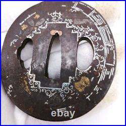 Japanese TSUBA Antique SAMURAI Sword Parts Guard Real NINJA KATANA TBA129