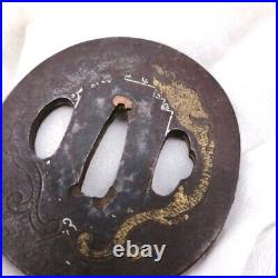 Japanese TSUBA Antique SAMURAI Sword Parts Guard Real NINJA KATANA TBA129