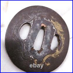 Japanese TSUBA Antique SAMURAI Sword Parts Guard Real NINJA KATANA TBA129