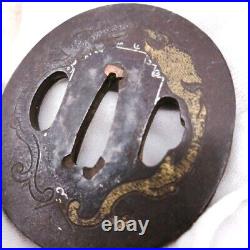 Japanese TSUBA Antique SAMURAI Sword Parts Guard Real NINJA KATANA TBA129