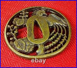 Japanese antique Tsuba Crane Design