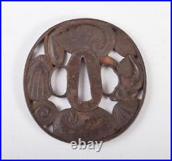 Japanese arms, sword fittings, old iron tsuba, antique collection A337