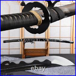 Japanese sword samurai katana damascus folded steel iron tsuba brass fittings