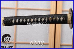 Japanese sword samurai katana damascus folded steel iron tsuba brass fittings