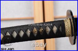 Japanese sword samurai katana damascus folded steel iron tsuba brass fittings