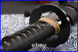 Japanese sword samurai katana damascus folded steel iron tsuba brass fittings