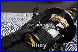 Japanese sword samurai katana damascus folded steel iron tsuba brass fittings