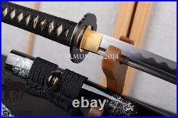 Japanese sword samurai katana damascus folded steel iron tsuba brass fittings