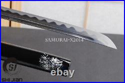 Japanese sword samurai katana damascus folded steel iron tsuba brass fittings