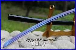 Japanese traditional hand-made Full Tang Blue Iron Tsuba Samurai Katana SwordA1