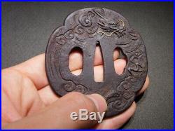 MITO-School Dragon KATANA TSUBA 18-19thC Japanese Edo Antique for Koshirae