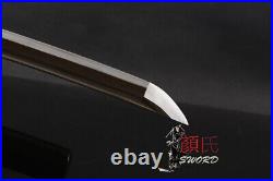Manganese Steel Japanese Samurai Katana Sword Iron Tsuba Real Leather Cord Tsuka
