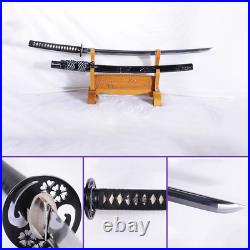 Midnight Ronin Katana Sword 1095 Folded Steel with Bo-Hi & Sugu Hamon Iron Tsuba