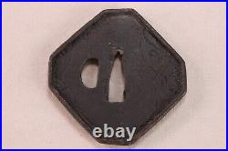 Old Japanese Samurai Sword Katana Iron Guard Tsuba Dragon Pattern Meiji Period