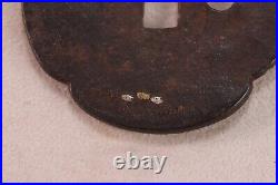 Old Japanese Samurai Sword Katana Iron Tsuba Natural Pattern Meiji Era 19th C