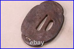 Old Japanese Samurai Sword Katana Iron Tsuba Natural Pattern Meiji Era 19th C