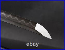 Real Hamon Japanese Clay Tempered Katana Sword Folded Steel Rayskin Iron Tsuba