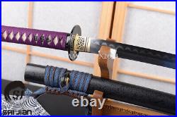 Real hamon Iron Tsuba katana Japanese sword folded steel clay tempered blade