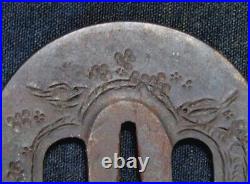 Samurai Sword Katana Tsuba Japanese Sword Guard of Iron EDO Period From JAPAN