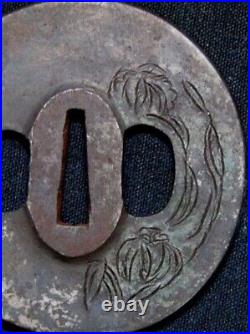 Samurai Sword Katana Tsuba Japanese Sword Guard of Iron EDO Period From JAPAN