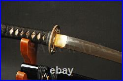 Self-defense Clay Tempered Japanese Samurai Tanto Sword Folded Steel Iron Tsuba