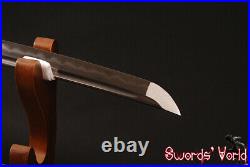 Sharp Wakizashi Japanese Sword Clay Tempered Folded Steel Iron Tsuba With Bo-hi