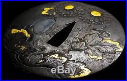 Signed EXCELLENT TSUBA 18th C Japanese Edo Certificated Antique d099