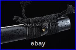 Suede black ito Japanese samurai sword katana 1095 carbon steel blade iron tsuba