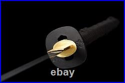 T10 Steel Clay Tempered with Hamon Handmade Katana Sword Cherry Blossom Tsuba Re T10 Steel Clay Tempered with Hamon Handmade Katana Sword Cherry Blossom Tsuba Re