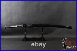 T10 Steel Japanese Samurai Sword Katana Leather Ito Iron Tsuba Brass Fittings