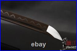 T10 Steel Japanese Samurai Sword Katana Leather Ito Iron Tsuba Brass Fittings