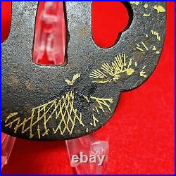 TSUBA GOLD LEAF for Katana Sword guard Blade Vintage Japanese Samurai OB144
