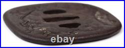 TSUBA Mumei Japanese Sword Accessory Guard Inlaid With Gold Silver Iron