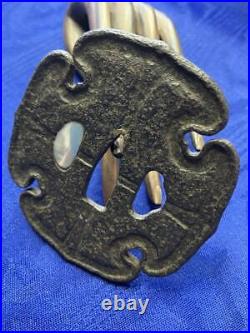 Tachi Tsuba Japanese Sword Period Piece Silver Inlay Iron