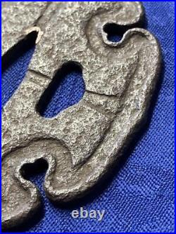 Tachi Tsuba Japanese Sword Period Piece Silver Inlay Iron