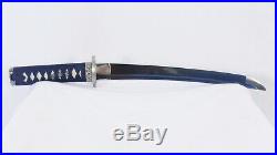 Tanto Japanese Short Sword Blue Blade Folded Steel Iron Tsuba Full Tang