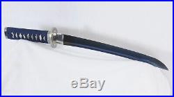 Tanto Japanese Short Sword Blue Blade Folded Steel Iron Tsuba Full Tang