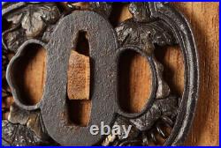 Tsuba Antique Japanese Sword Parts Shoami Iron Ground Ground Ivy Design Samurai Tsuba Antique Japanese Sword Parts Shoami Iron Ground Ground Ivy Design Samurai