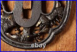 Tsuba Antique Japanese Sword Parts Shoami Iron Ground Ground Ivy Design Samurai Tsuba Antique Japanese Sword Parts Shoami Iron Ground Ground Ivy Design Samurai