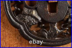 Tsuba Antique Japanese Sword Parts Shoami Iron Ground Ground Ivy Design Samurai Tsuba Antique Japanese Sword Parts Shoami Iron Ground Ground Ivy Design Samurai