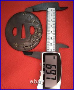 Tsuba Antique Samurai sword guard Japanese Katana Mouse & Rice bales