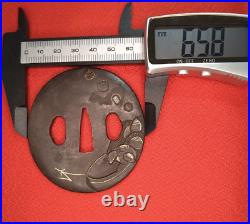 Tsuba Antique Samurai sword guard Japanese Katana Mouse & Rice bales