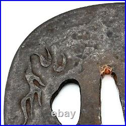 Tsuba Dragon Design Antique Japanese Sword NIHONTO Edo Samurai Katana Fitting