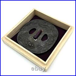 Tsuba Dragon Design Antique Japanese Sword NIHONTO Edo Samurai Katana Fitting