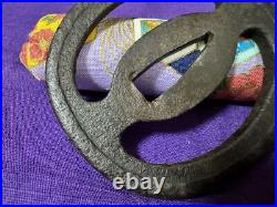 Tsuba Japanese Sword Guard Namako-Sukashi Engraved Iron Openwork Antique from JP