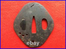 Tsuba Japanese Sword Guard Pine Needle & Leaf Engraved Iron Antique from Japan Tsuba Japanese Sword Guard Pine Needle & Leaf Engraved Iron Antique from Japan