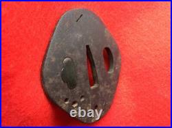 Tsuba Japanese Sword Guard Pine Needle & Leaf Engraved Iron Antique from Japan Tsuba Japanese Sword Guard Pine Needle & Leaf Engraved Iron Antique from Japan